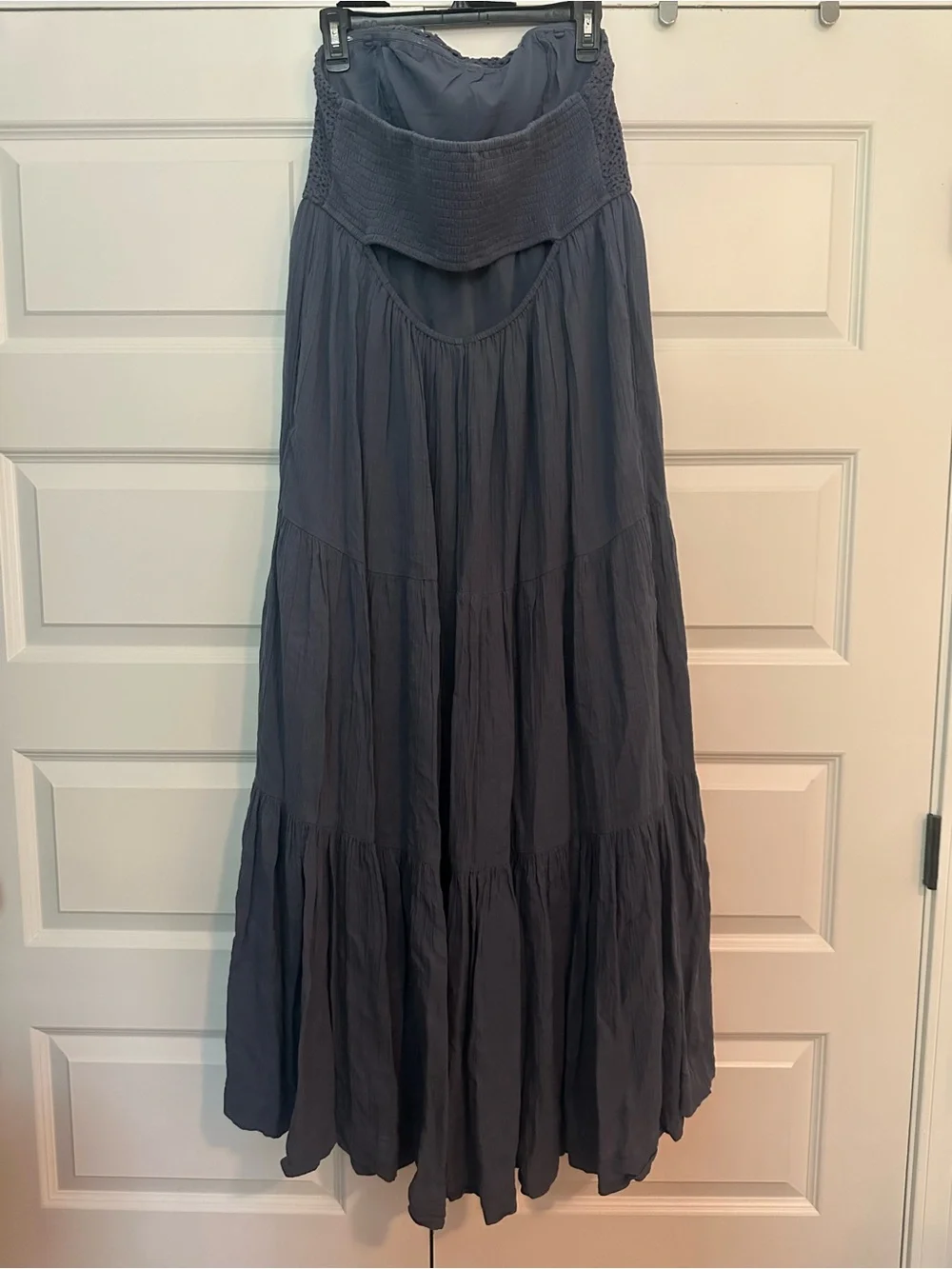 American Eagle Maxi Crochet Top Strapless Tiered Dress - Slate Blue - XL